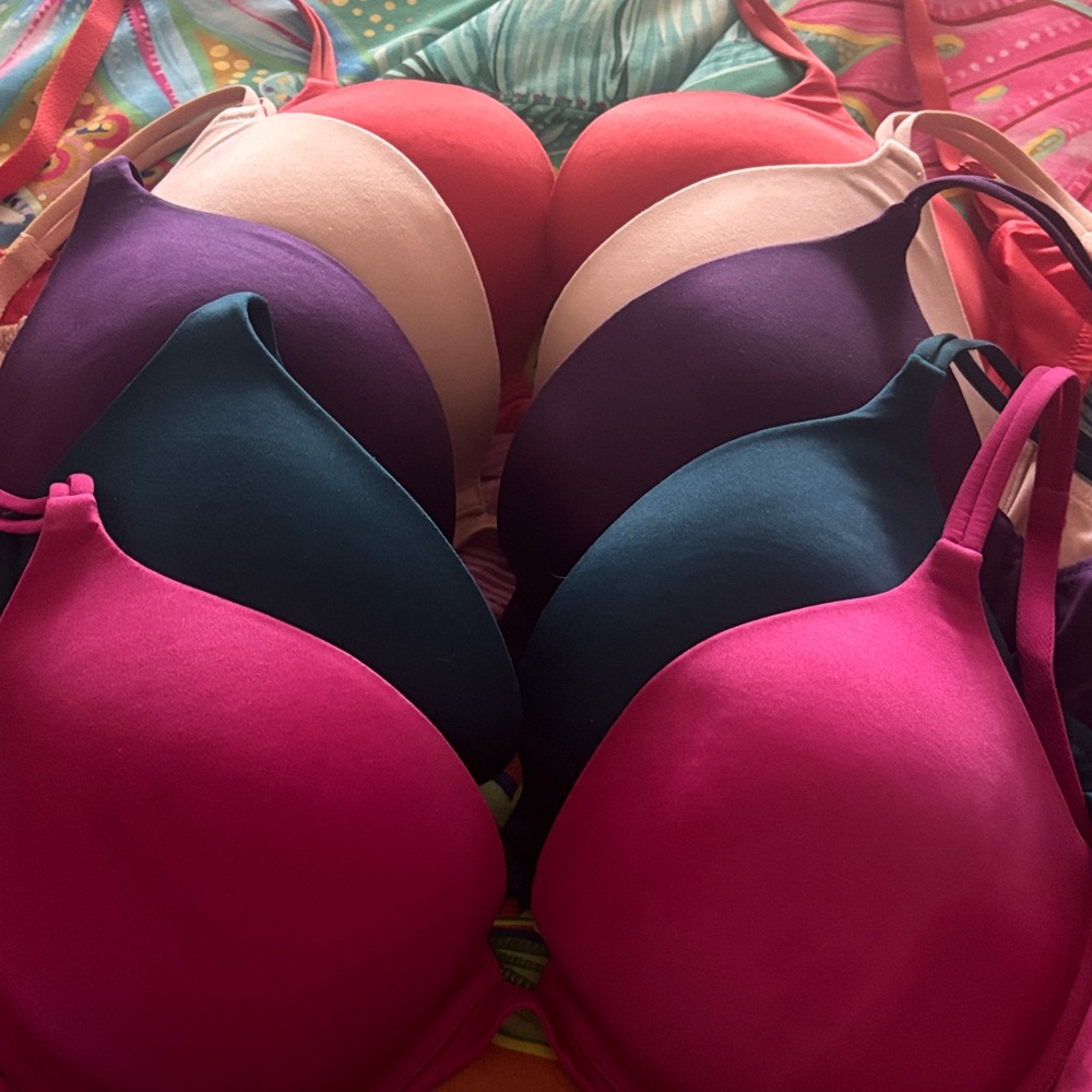Victoria's Secret Smooth T-Shirt Bras in Fuchsia, Teal, Purple, Blush, Coral